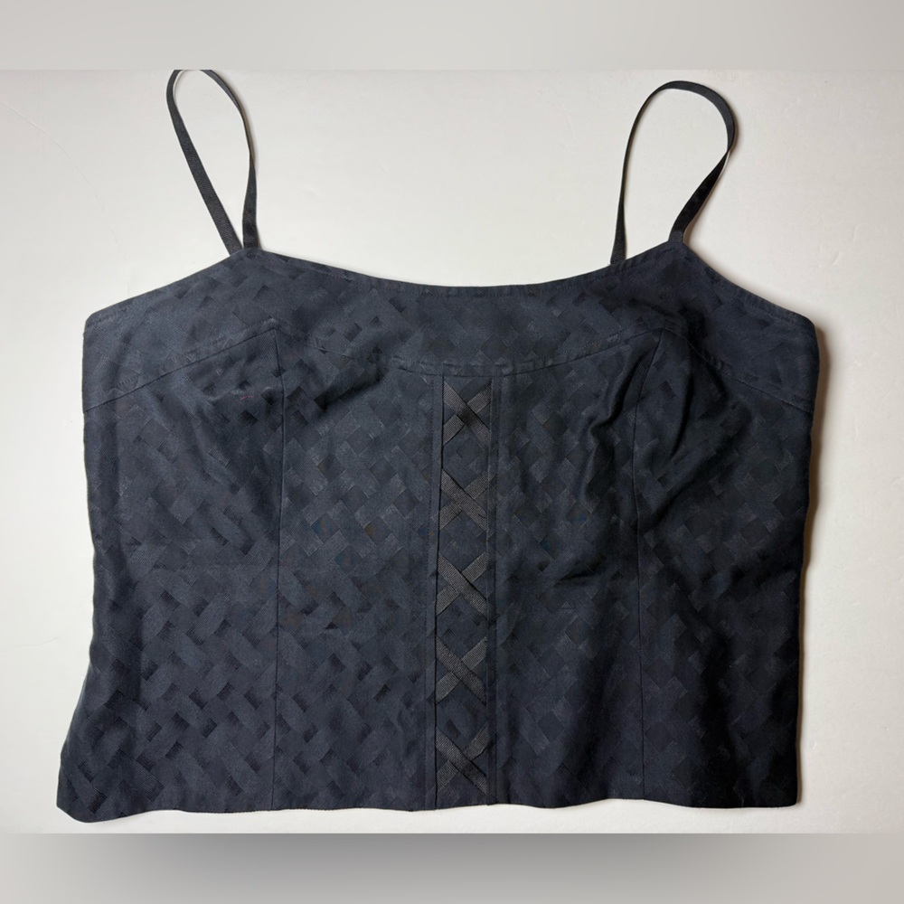 Juliana Collezione Silk Blend Jacquard Cami Tank Size 14 Navy,Black